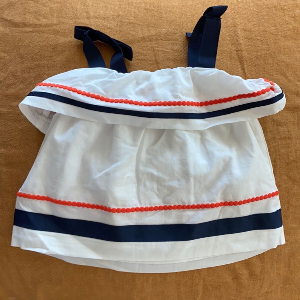 Janie jack bow tank top embroidered ribbon red white blue ruffle shirt baby girl